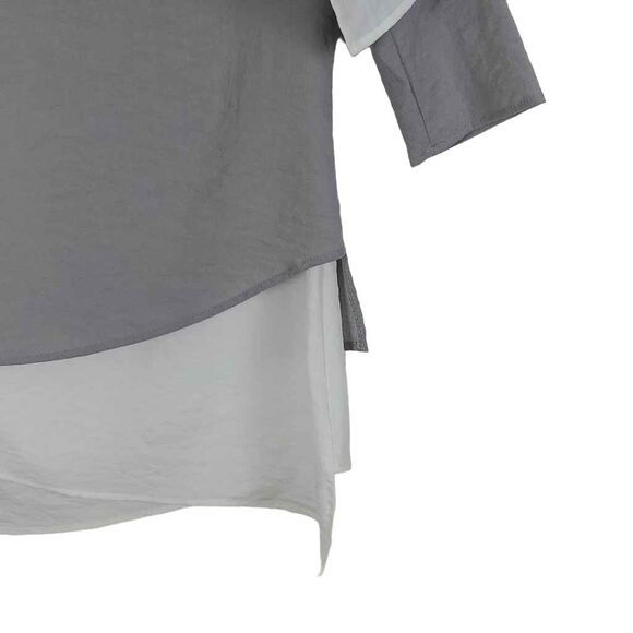 Linen Top Smocked Collar Blouse.  Neutral color. Size Medium - Picture 9 of 10